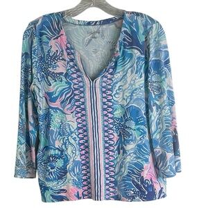 Lilly Pulitzer Blue Karina Tunic Blouse